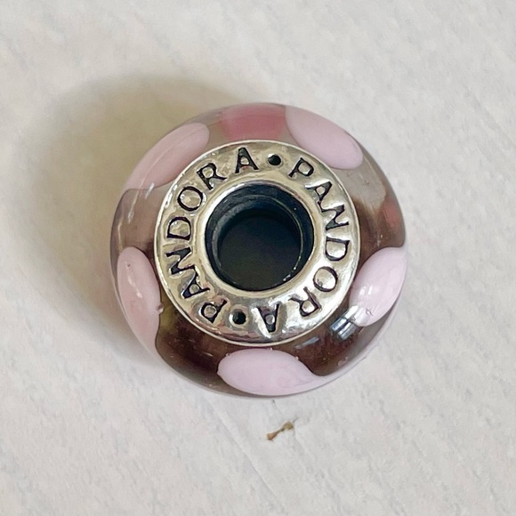 Pandora Retired Pink Swirly Swirl / Swirls Murano Glass Charm - Picture 4 of 6